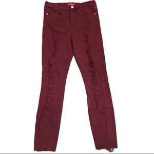 Vintage Guess Burgundy High Rise Ripped Skinny Jeans